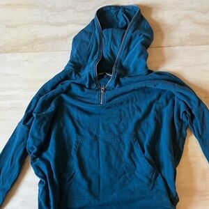 All Saints Teal Zip Up Xonda Hoody Dress Teal cotton dolman mini soft